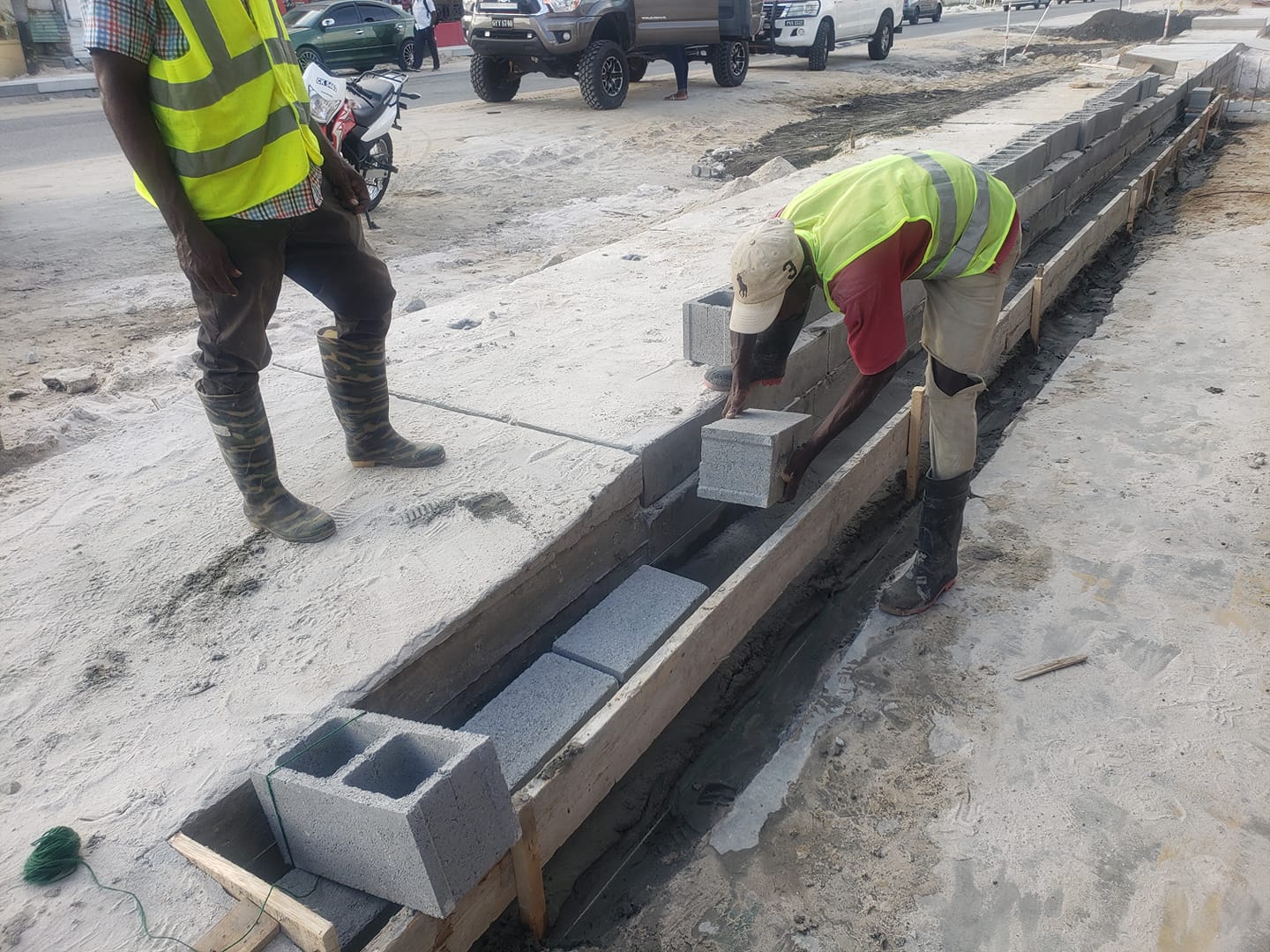 RockSolid Stone Hollow Blocks being used to build drains